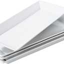 14" Rectangular Platters Set of 4, White Ceramic Platters, Large Serving Plates for Party, Entertaining, Wedding, Rectangle Serving Dishes for Steak, Sushi, Appetizer, Oven Dishwasher Safe