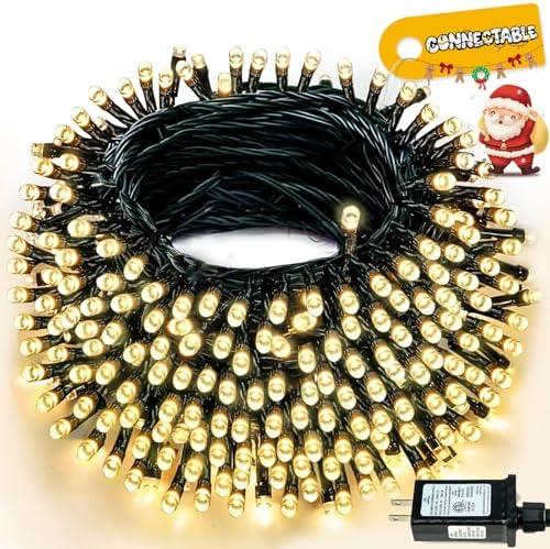 Connectable 240LED  8Modes Christmas Lights Outdoor Indoor | Extendable Green Wire Christmas String Lights with Timer | Twinkle Fairy Light Plug in for Xmas Tree Garden Decor Party (Warm White)