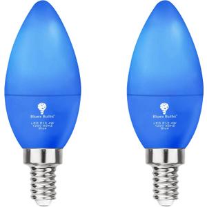 2 Pack BlueX LED Blue Light Bulb - 4W (40Watt Equivalent) - E12 Base Blue LED Bulb, Party Decoration, Porch, Home Lighting, Holiday Lighting, Chandelier Light Bulbs, Candelabra Bulbs