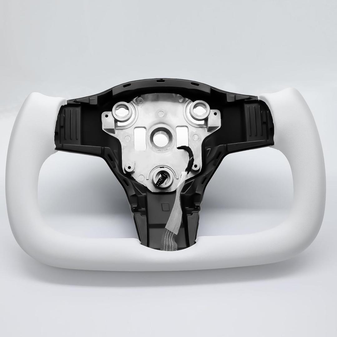 ZIMABLUE Yoke Steering Wheel Personalized Yoke Steering Wheel, Nappa Leather without Front Trim for Tesla Model 3 2017-2023, Model Y 2019-2024 With Heating Function