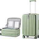 Hanke 24 Inch Checked Luggage PC Hard Shell luggage Top Opening Aluminum Frame Travel Luggage Suitcases with Wheels for Woman Men.(Bamboo Green)