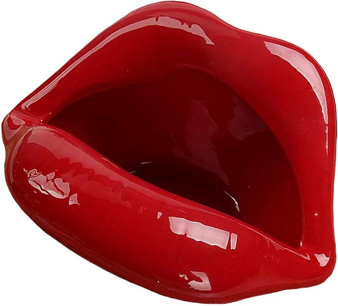 Creative Ceramic Cigarette Ashtrays with Lips Style Fashion Home DecorationsDark Red