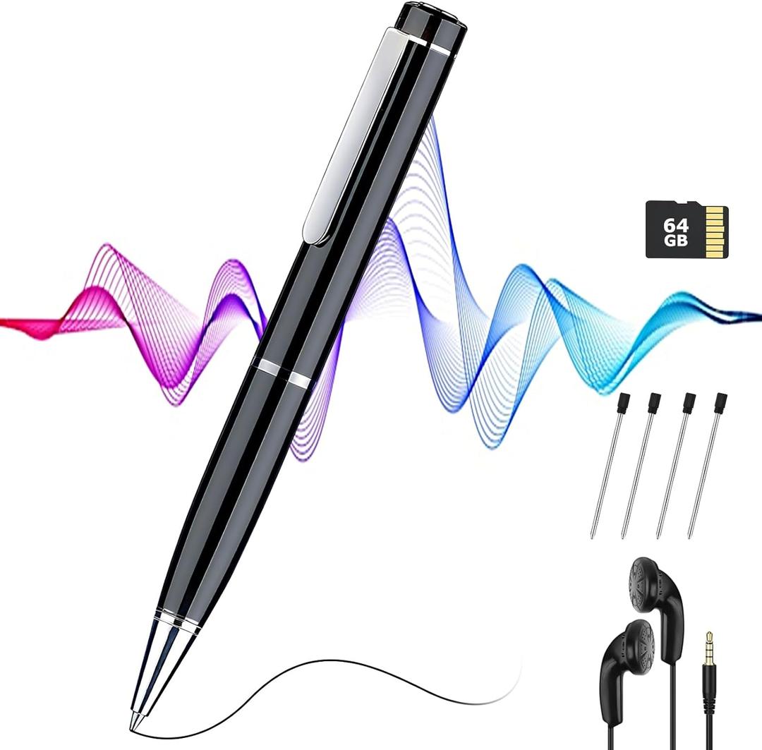 Digital Voice Recorder with Playback 64GB: Voice Activated Recording Device for Lectures | Meetings | Interviews - Portable Tape Recorder Support TF Expansion