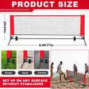 Halloscume Soccer Tennis Game Set with 6.4 x 2 ft Portable Easy Set-Up Net, a Soccer with Ball Pump, Drawstring Backpack for Men Women Athletic Gym Outdoors Indoors Backyard Beach, Red