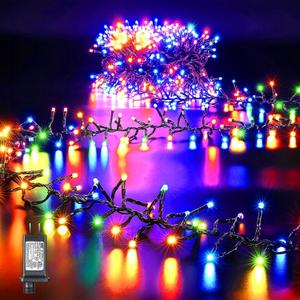 Quntis Cluster Christmas Tree Lights Multicolored - Outdoor Waterproof 25FT 760LEDs LED Christmas Firecracker String Lights - 8 Modes Black Wire Xmas Twinkle Fairy Lights for Wedding Party Decor