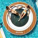 Inflatable Floating Water Hammock, 8ft/10ft Round Floating Ring for Adults Kids with Mesh, 6 inch Thick Floating Platform River Floats Dock for Pool Ocean Lake Beach