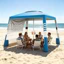 Beach Cabana, 8'X 8' Beach Canopy Tent Sun Shade, UPF 50+ Protection Silver-Coated Beach Tent Sun Shelter with Sandbags & Side Wall for Family, Portable Beach Shade, Easy Setup, Sky Blue