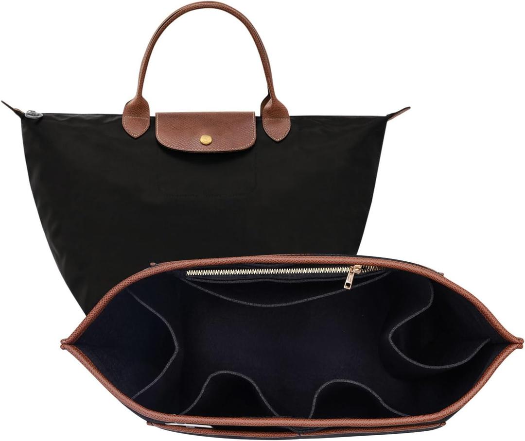 ZTUJO Premium Felt LongChamp Organizer Insert, Compatible with Longchamp Le Pliage Energy, Shoulder Bag, Top Handle, Xtra (Black, Small)