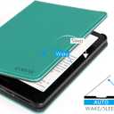 CoBak Case with Stand for Kindle Paperwhite 12th Gen 2024 Released (7") & Kindle Colorsoft Signature Edition - Durable PU Leather Cover with Auto Sleep Wake, Card Slot, Hand Strap Feature, Jade