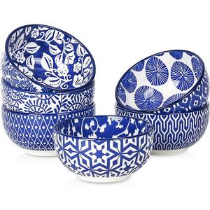 Selamica Ceramic 4 OZ Dipping Bowls Set, 3.5 Inch Mini Bowls for Dipping, Side Dishes, Microwave Dishwasher Safe, Set of 6, Vintage Blue