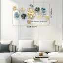 Wall Clocks for Living Room Decor,Large Wall Clock,3D Creative Metal Ginkgo Leaf Design,with Silent Movement Wall Clocks for Home Wall Decor Clock33"x18"