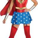 Rubies Women's DC Comics Wonder Woman Corset and Skirt Costume with Cape, Red/White/Blue, for Themed Parties and Halloween, Small