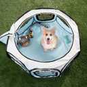 Pet Playpen - 33x15 Pop-Up Dog Kennel with Carry Bag - Portable Play Pen for Dogs, Cats, Rabbits, and Small Animals up to 25lbs by PETMAKER (Blue)
