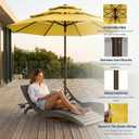 10ft Patio Umbrella, 3 Tier Outdoor Market Table Umbrellas with 8 Fiberglass Ribs and Push Button Tilt, Windproof, Vented Canopy, UV Protection for Deck, Pool, Backyard