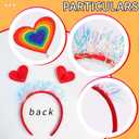 3 x Rainbow Hair Hoop Glitter Tassel Head Bopper Color Heart Hairband for Women Girls Kids - Gay Pride Celebration Parades Festival Headdress Accessories 1PCS