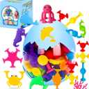 Bath Toys - 27 PCS Suction Cup Toys Bathtub Toys Shower Toys for Kids Ages 4-8,Sensory Toys for 3 4 5 6 7 Year Old Boys Girls,Mold Free Bath Toys Travel Toys Window Toys Silicone Sucker Toys