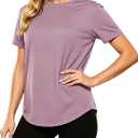 LETSEE Womens Workout Top Short Sleeve Athletic T-Shirt Lightweight Breathable Yoga Gym Tee Loose Fit Summer Activewear (Purple)