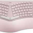 Nulea RT05B Bluetooth Ergonomic Split Keyboard, Wireless USB-C Rechargeable with Cushion Wrist Rest, Compatible Windows Mac (C-Pink)