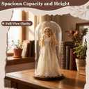 AceOrbit 16 Inch Glass Dome Cloche Display with Wood Base, Clear Tall Glass Dome, the Bell Jar Clear Cloche for Plants, Curios, Keepsakes, Heirlooms (8.66''16'')