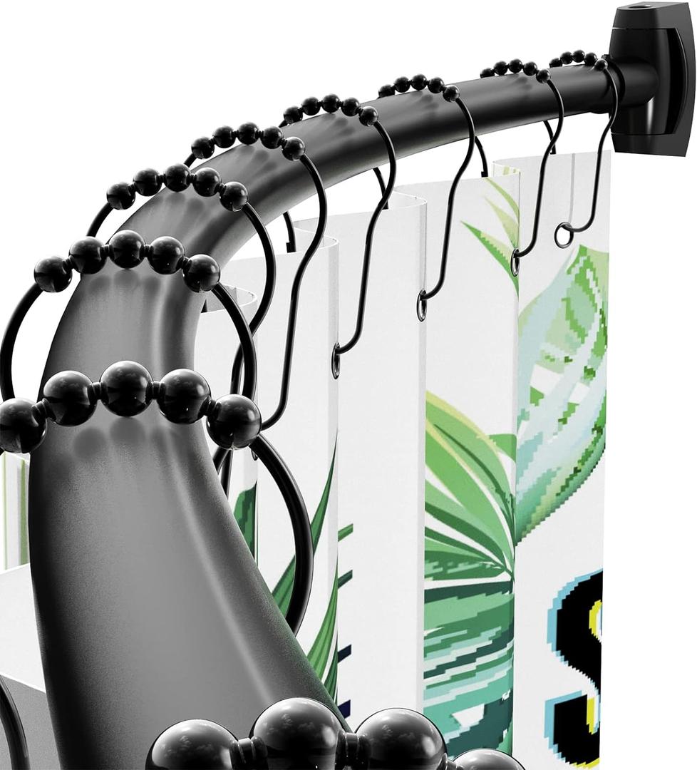 Curved Shower Curtain Rod 43-72 Inches Adjustable, Aluminum Shower Rod Rustproof, Round shower curtain rod, Curved Shower Rods for Bathroom, Bathtub, Stall, Black