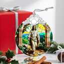 Religious Christmas Ornaments - Jesus Stained Glass Ornament | Christmas Tree Ornament | Christian Home Decor - Religious Gifts, Lord Jesus Gifts for Easter, Gift Ideas & Holiday Present