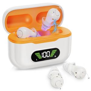 Hearing Aids for Seniors, Rechargeable Digital OTC Hearing Aids with UV Cleaning, AI Noise Reduction,Invisible In-Ear LED Display,32-Channel & 7-Day Standby Voice Guidance for Clear Sound