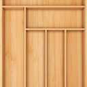 Utopia Kitchen Silverware Organizer, Bamboo Utensil Drawer Organizer for Cutlery, Utensils & Flatware (6 Compartment, Natural) Pack of 1