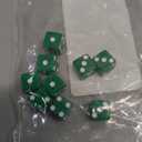 Set of 10 Green 8mm Six Sided D6 Small Square Dice with White Pips