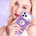 LONTECT for iPhone 17 Pro Case Glitter Sparkly Bling 3 in 1 Shockproof Heavy Duty Hybrid Sturdy High Impact Protective Cover Case for Apple iPhone 17 Pro 6.3 inch 2025,Purple