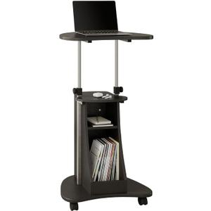 Techni Mobili Sit-to-Stand Rolling Adjustable Height Laptop Cart with Storage, Graphite, 22 x 16 x 46