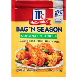 McCormick Bag 'n Season Original Chicken Cooking Bag & Seasoning Mix, 1.25 oz Pack Of 6 (BBD: Mar 14 2028)
