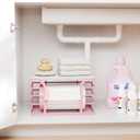 Small Grocery Bag Holder,Wall Mount Trash Bag Holder Dispenser with Bamboo Top,Suitable for Garbage Bags of 100 Rolls under 13 Gallons,Pink