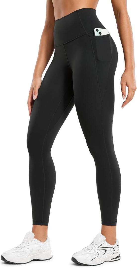 CRZ YOGA Butterluxe Workout Leggings Pockets 25'' - High Waisted Gym Womens Yoga Pants Buttery Soft (Black, L)