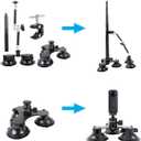 PellKing Suction Car Mount Kit for Insta360 X5/X4, X3,GO 3, 4 in1 Suction Cups with 114cm Selfie Stick Camera Triple Suction Mount Kit for Action Cameras,Compatible with GoPro 11,10,9,8,7(with Stick)