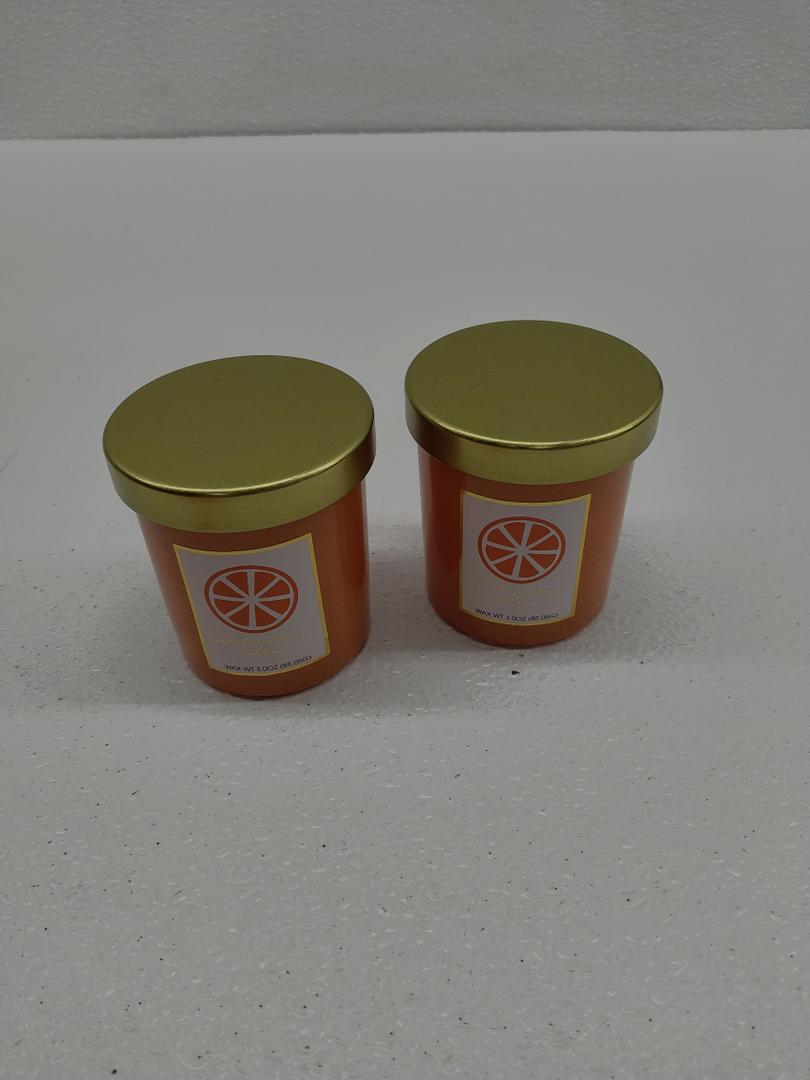 Sprayed Glass Candle W/Metal Lid Orange, Set of 2