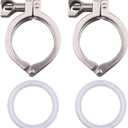 DERNORD Stainless Steel 304 Single Pin Heavy Duty Tri-clamp with Wing Nut for Ferrule TC with 1 pc Silicone Gasket (2 Inch Tri-clamp Size: 4 Pack)