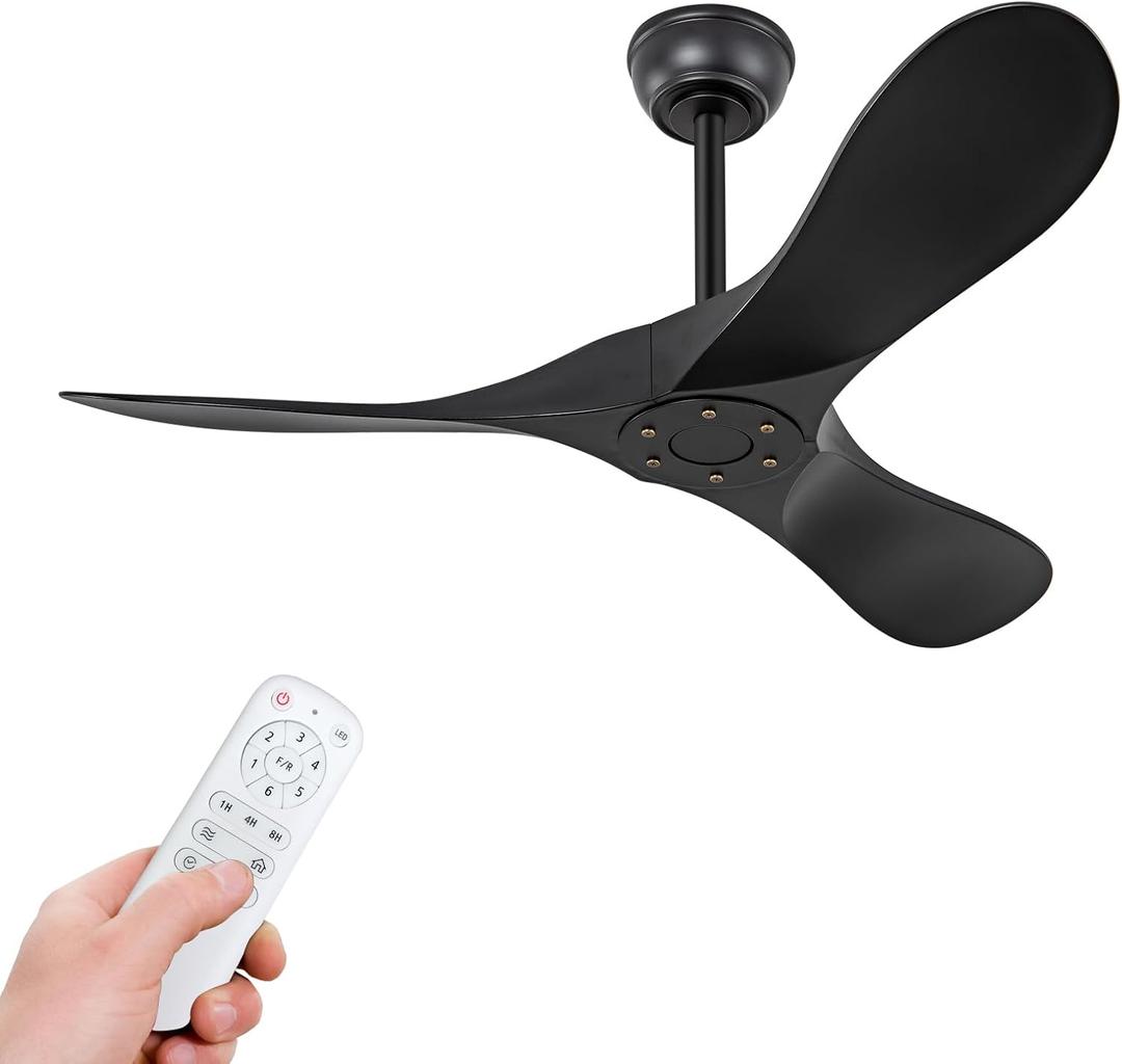 42 Inch Black Ceiling Fan no Light with Remote Control,ABS Blades,Reversible DC Motor,Timer Setting,Modern Outdoor Indoor Ceiling Fan without Light for Bedroom Farmhouse Patios Office
