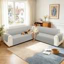 ALIECOM Corner Sectional Couch Covers L Shape Sofa Covers Washable Reversible Sectional Slipcover U Shape Pet Dogs Universal Furniture Protector with Elastic Straps (Light Gray, X-Large)