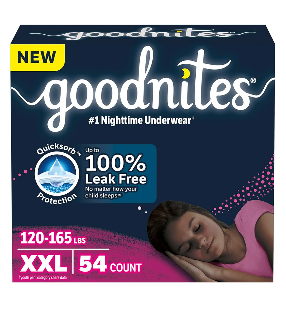 Goodnites Girls' Nighttime Underwear, Size XXL (120-165 lbs), 54 Ct, Packaging May Vary