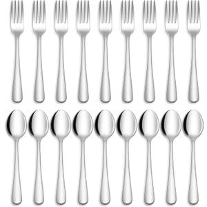 Hiware 24-piece Forks and Spoons Silverware Set, Food Grade Stainless Steel Flatware Cutlery Set for Home, Kitchen and Restaurant, Mirror Polished, Dishwasher Safe