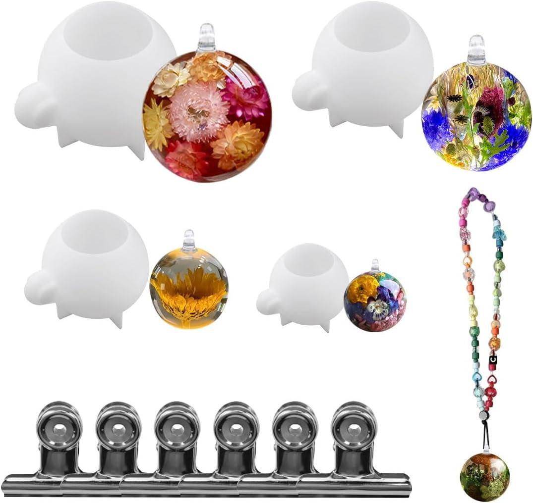 10 Pcs Sphere Resin Molds, Round Ball Epoxy Resin Molds with 6pcs Clip,3D Crystal Ball Silicone Mold for DIY Flower Preservation, Candle Making, Office and Home Decoration (Ball)