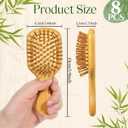 8 Pack Mini Bamboo Hair Brush Bulk Wood Travel Brushes Mini Hairbrush with Ergonomic Handle and Bamboo Bristles, Small Natural Wooden Hairbrush Massage Scalp Detangling Brush, Square