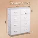 WLIVE Fabric Dresser for Bedroom, Tall Dresser with 8 Drawers, Storage Tower with Fabric Bins, Double Dressers, Chest of Drawers for Closet, Playroom, Dormitory, White