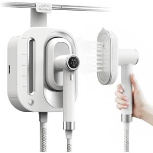 2 In 1 Steamer for Clothes:1550W Powerful Steamer with 1100ml Detachable Tank, 30s Fast Heat-Up, Horizontal & Vertical Use, Portable Wrinkle Remover for Clothes Drapes Bedding (White)