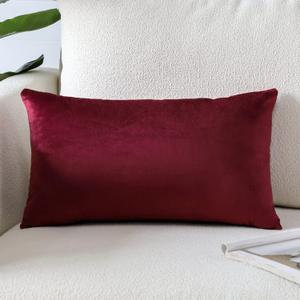Artscope Luxury Velvet Pillow Covers Super Soft Decorative Square Throw Pillow Covers Case Cushion Covers for Sofa Couch Bedroom Car Decor 12x20 Inch Wine Red