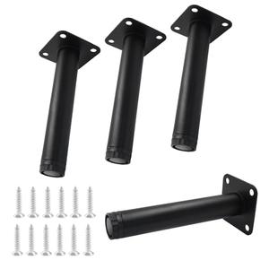 HARSKIYER 6 Inch Furniture Legs Set of 3, Adjustable Cabinet Legs Metal Furniture Feet, Black Furniture Support with Screws for Sofa, Cabinet, Dresser, Table, Shelf, Couch
