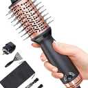 Travel Dual Voltage Hair Dryer Brush, Small Hot Air Brush for European Travel, Compact 2 Inch One Step Blowout and Volumizer Hair Blow Dryer with Oval Design, Rose Gold