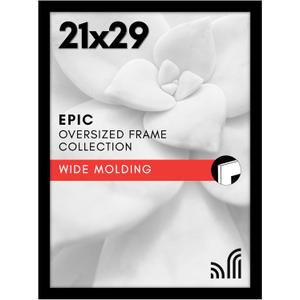 Americanflat 21x29 Picture Frame with Polished Plexiglass - Black Picture Frame - Wide Photo Frames Made of Engineered Wood for Vertical or Horizontal Wall Display - Epic Collection - Black
