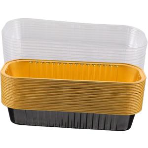 20pcs Mini Loaf Pans Aluminum Foil Baking Pans Lids Non-toxic for Baking Picnic Party