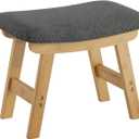 Foot Stool Ottoman Foot Rest Under Desk,Small Stool for Living Room, Bedroom and Kitchen (Natural Legs - Gray Stool Surface)